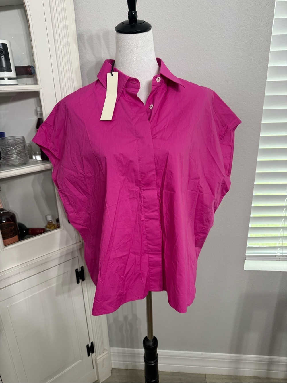 Pinch Short Sleeve Oversized Top in a vibrant fuchsia